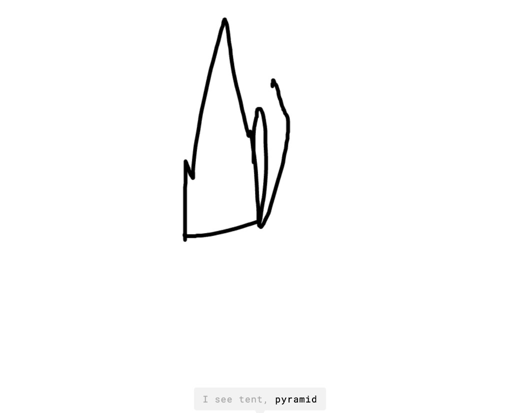 Drawing canvas with live AI guesses below