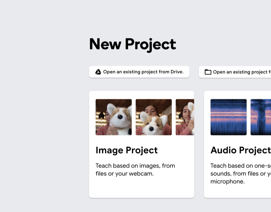 New Project screen showing Image Project and Audio Project cards